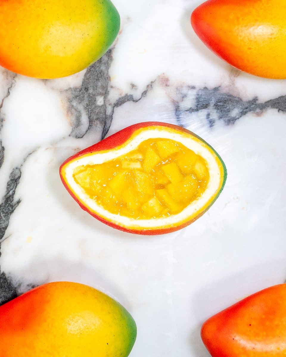 Mango, broken open